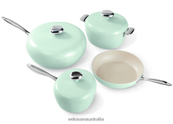 Cyan VELOSAN Pebble Series 12Pcs Ceramic Nonstick Cookware Set Classic Style N40JN5