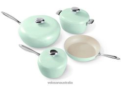 Cyan VELOSAN Pebble Series 12Pcs Ceramic Nonstick Cookware Set New arrivals N40JN10