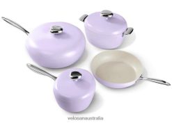Lilac VELOSAN Pebble Series 9Pcs Ceramic Nonstick Cookware Set New arrivals N40JN7