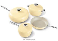 Maize VELOSAN Pebble Series 10Pcs Ceramic Nonstick Cookware Set Classic Style N40JN8